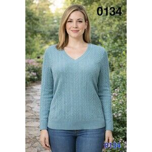 Sonoma Life & Style V-neck Ribbed/Cable Sweater - Siize L - 0134